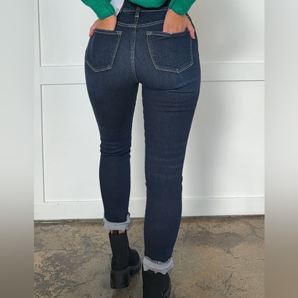 KANCAN SUPER DARK WASH SKINNY NON-DISTRESSED JEANS WOMENS SIZE 15/31 - Picture 3 of 10